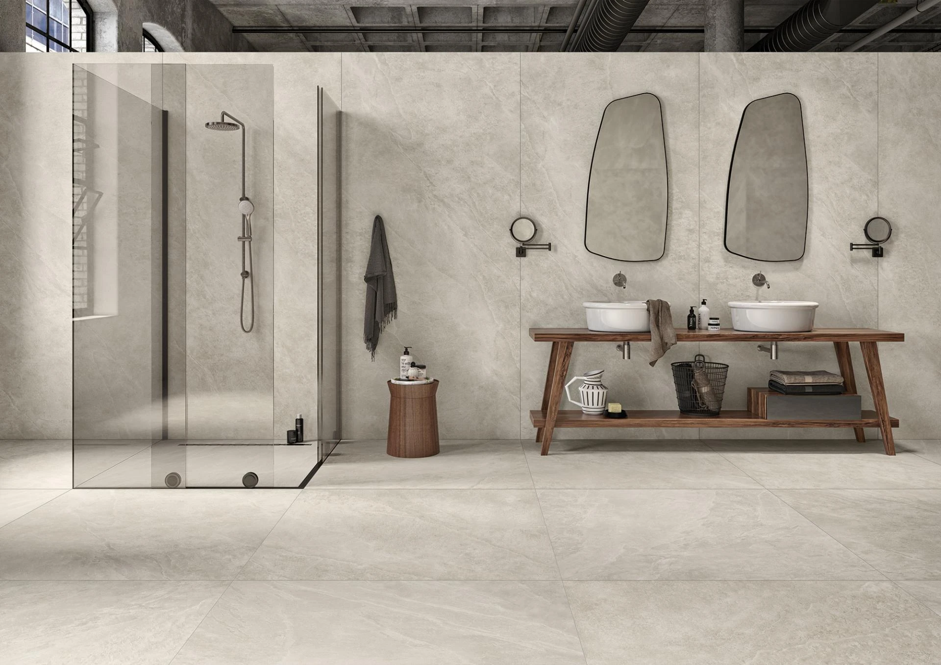 Kalmit #6mm Zement 120x120 Feinsteinzeug - Ceramic District