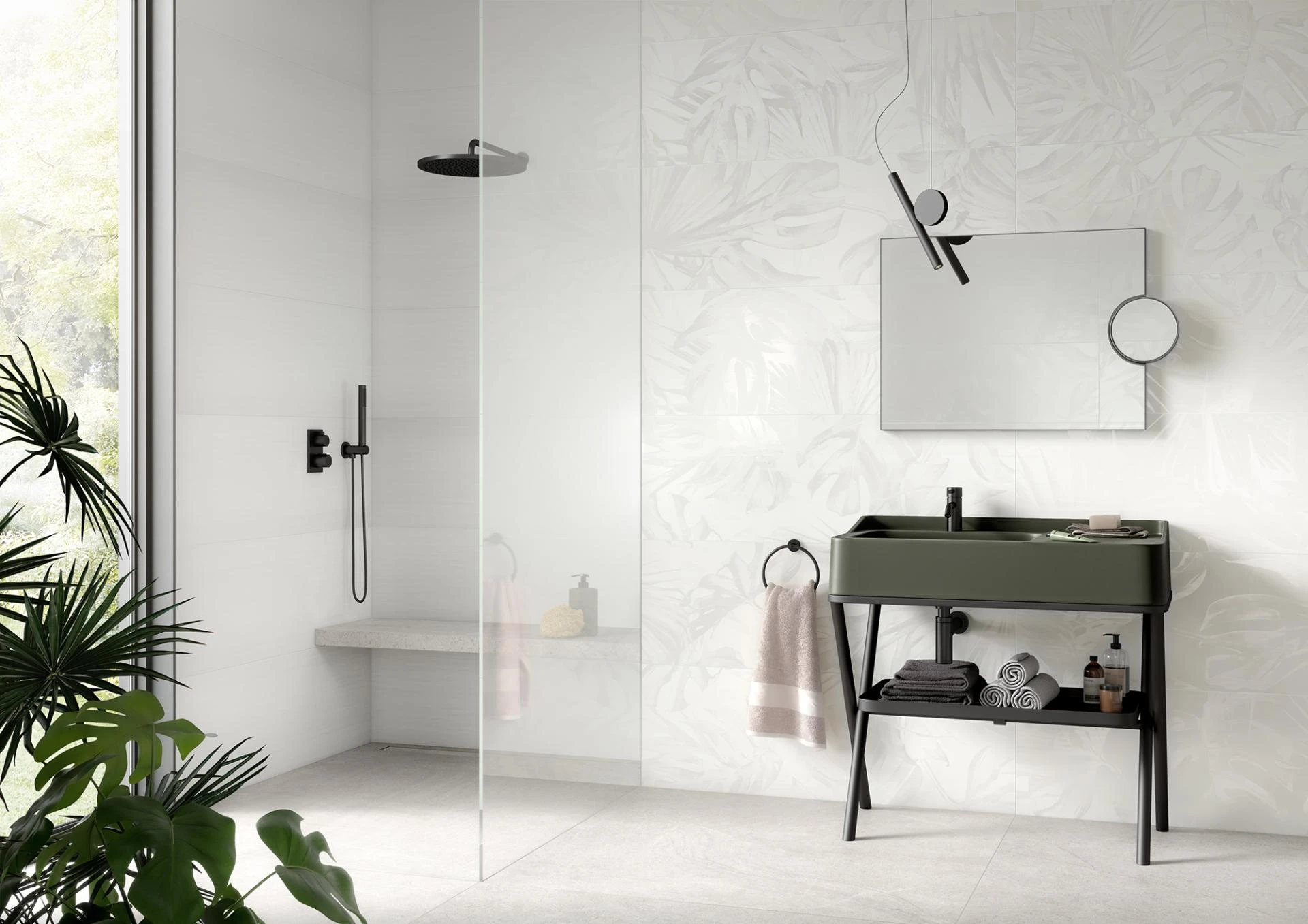 Pure White weiß matt, Dekor Samoa 40×120 Steingut – Ceramic District