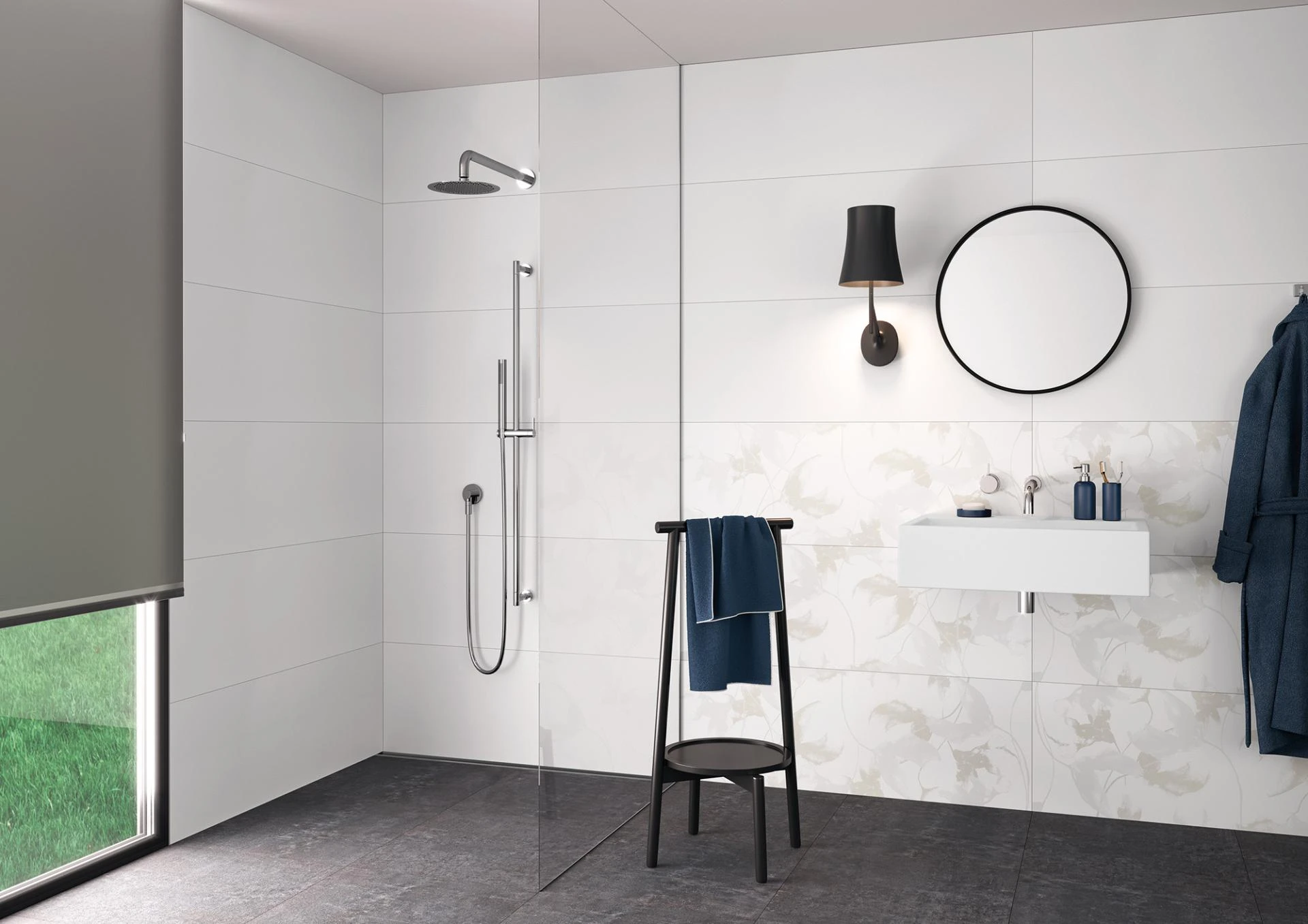 Pure White weiß glänzend, Dekor Blossom 35×100 Steingut – Ceramic District