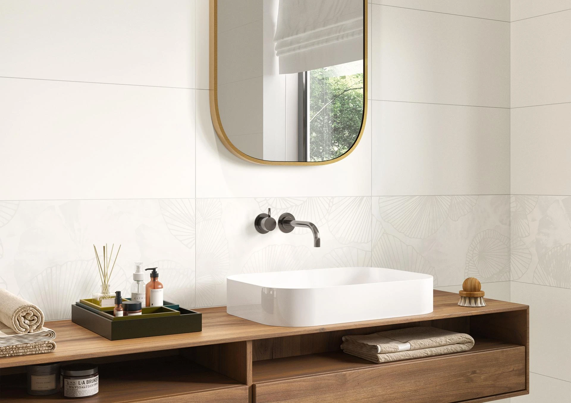 Pure White weiß matt, Dekor Belle 30×60 Steingut – Ceramic District