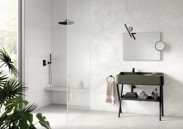 Pure White weiß matt, Dekor Samoa 40×120 Steingut – Ceramic District