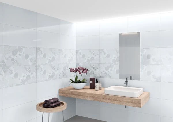 Pure White weiß glänzend, Dekor Belle 30×60 Steingut – Ceramic District